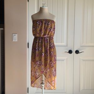 Long Floral Strapless Midi Sun Dress